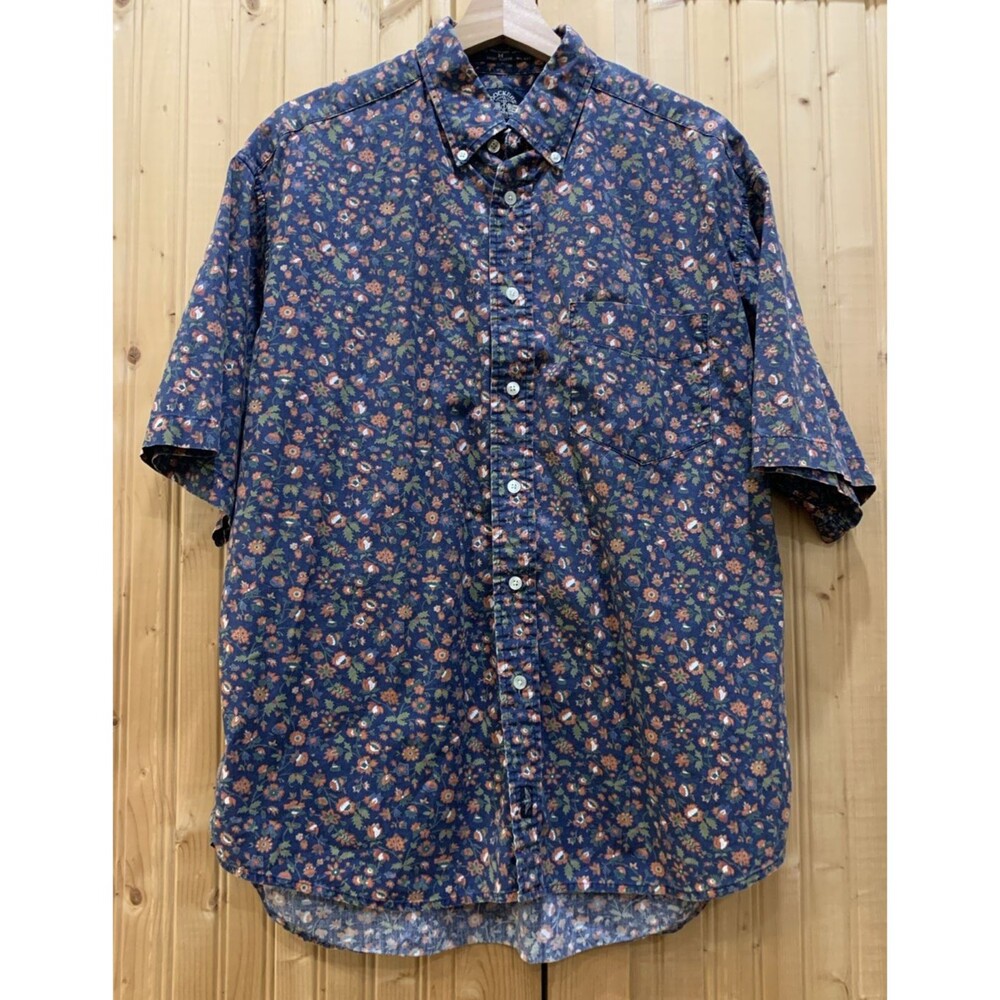 Vintage Dockers Shirt Mens Medium Blue Red Floral Print 100% Cotton 90s
